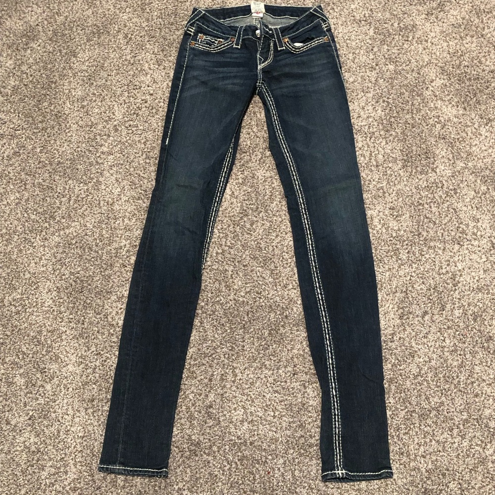 NWOT TRUE RELIGION SIZE 25 SKINNY JEANS DARK DENIM